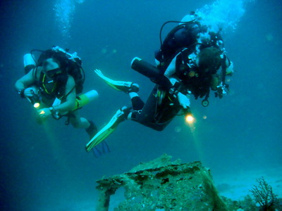 tech divers at savedra dive center in moalboal cebu